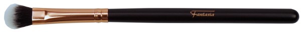 Lidschattenpinsel flach, oval mit kupferfarbener Zwinge, brauner Griff, Synthetikhaar