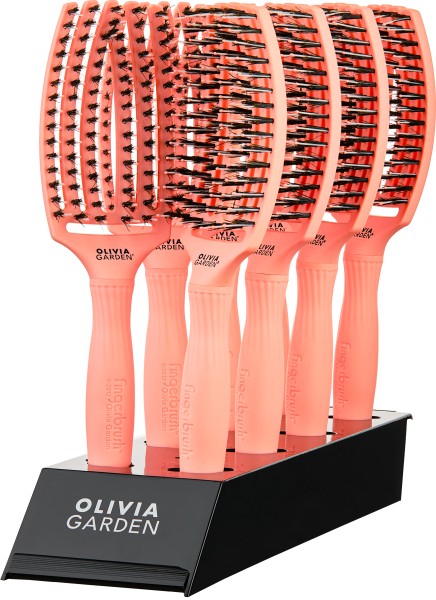 Olivia Garden Fingerbrush Combo Medium 8er Display, coral