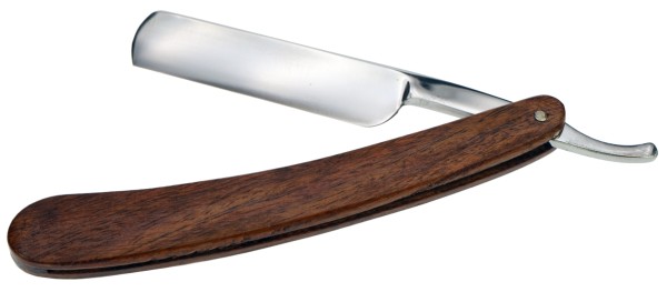Rasiermesser aus spanischem Karbonstahl, PalisanderEchtholzschale, Länge 17,5 cm