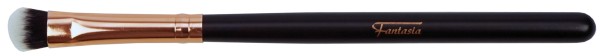Lidschattenpinsel flach, oval mit kupferfarbener Zwinge, Synthetikhaar, brauner Griff