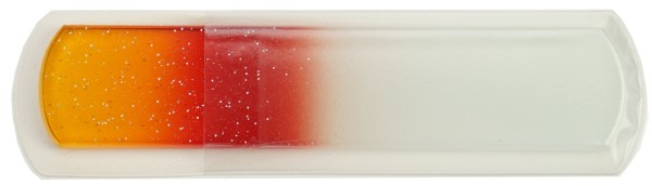 Pediküre-Glasfeile, doppel- seitig, gelb/rot mit Glitter Länge: 13,5cm