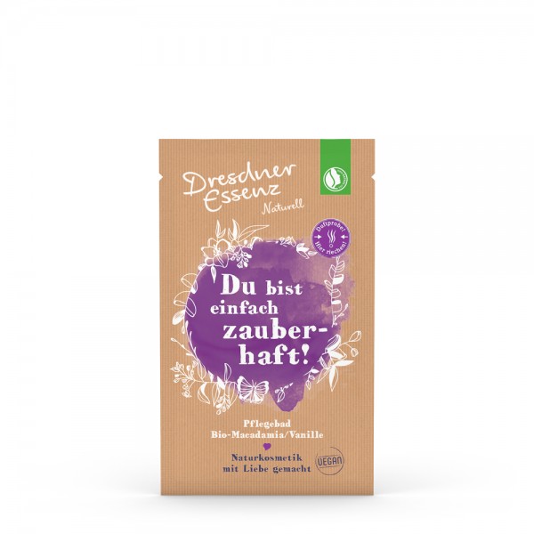 Dresdner Essenz Pflegebad &quot;Bio-Macadamia/Vanille&quot; (Du bist mein Wohlfühlmoment) 60g