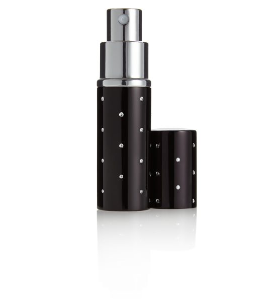 Taschenzerstäuber, schwarz, mit silbernen Punkten, für 10 ml, Höhe: 9 cm