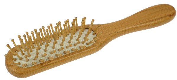 Haarbürste, Bambus-Holz, Holzstifte mit Noppen, 21 x 4 cm