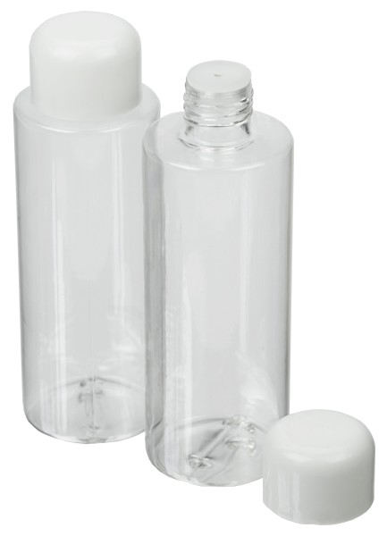 Kosmetik-Flasche, Kunststoff, weißer Deckel, für 100 ml, Ø 3,8 cm, Höhe 11,5 cm
