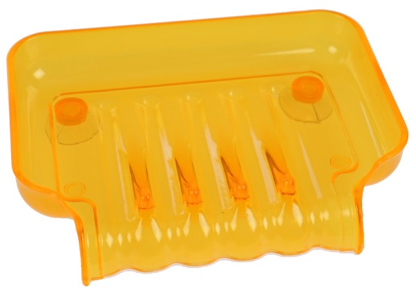Seifenschale, Kunststoff, orange mit 2 Saugnäpfen