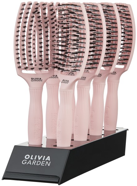 Olivia Garden Fingerbrush Combo Medium 8er Display, pink