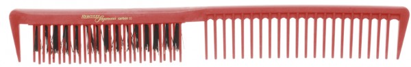 HERCULES C10 rot Toupierkamm mit Naturborsten 9&quot; Carbon Kamm