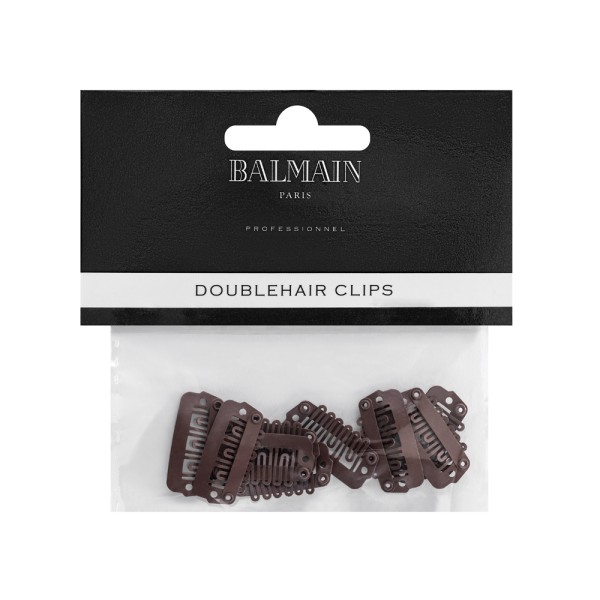 Double Hair Clips 10St.brown