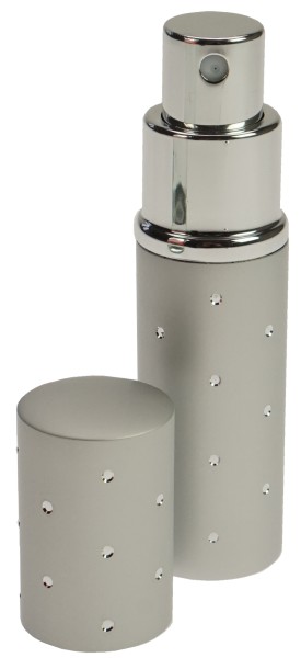 Taschenzerstäuber, silber, mit silbernen Punkten, für 10 ml Höhe: 9 cm