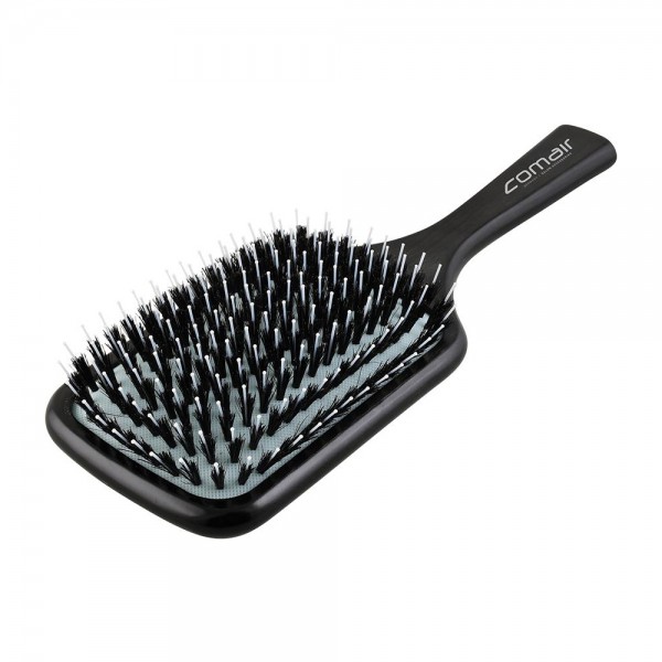 Comair Paddle Brush Azzuro sz/türkis, 13reihig, Nylonstifte &amp; Wildschweinborste Holzbürste