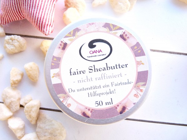 OANA Handmade Sheabutter, 50 ml, kaltgepresst, naturbelassen, vegan