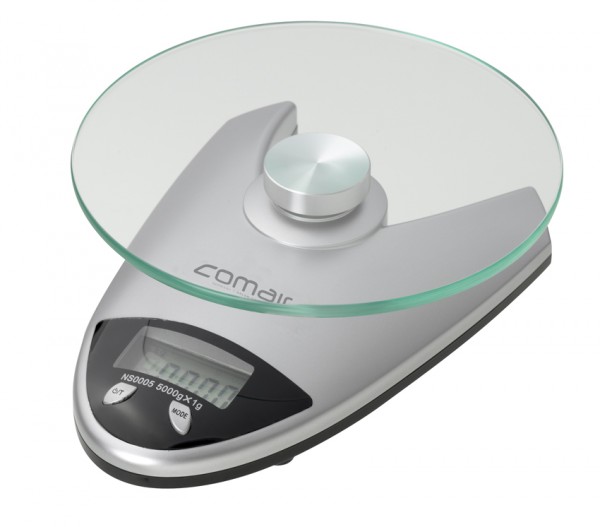 Comair Digitalwaage Q92 Glaswiegefläche 0-5000g slb. V-Form inkl. Batterie