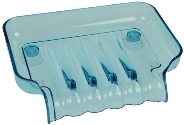 Seifenschale, Kunststoff, blau mit 2 Saugnäpfen