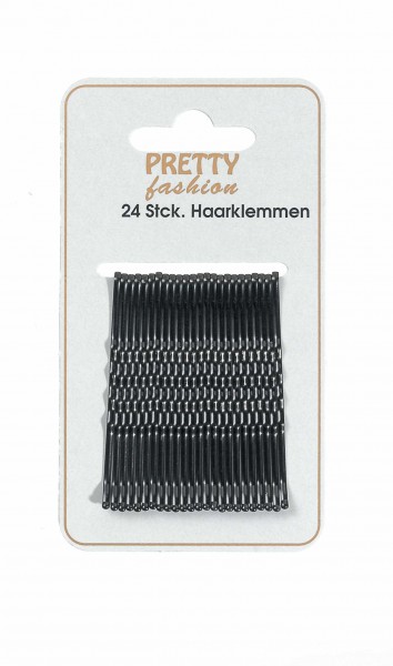 Comair Haarklemmen Pretty Fashion 24er 59mm schwarz Karte gewellt