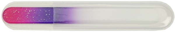 Glasfeile - doppelseitig, magenta/violett mit Glitter, beidseitig rund, Länge: 9 cm