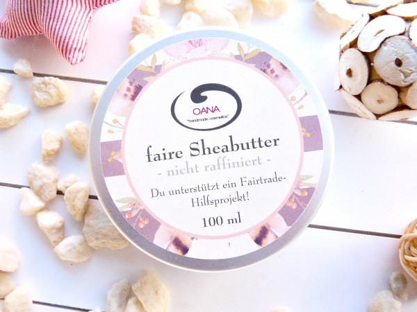 OANA Handmade Sheabutter, 100 ml, kaltgepresst, naturbelassen, vegan