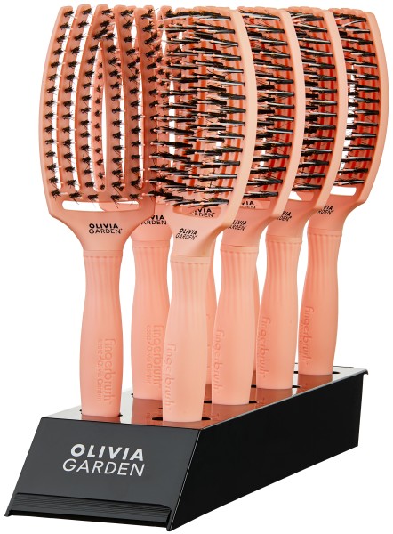 Olivia Garden Fingerbrush Combo Medium 8er Display, peach